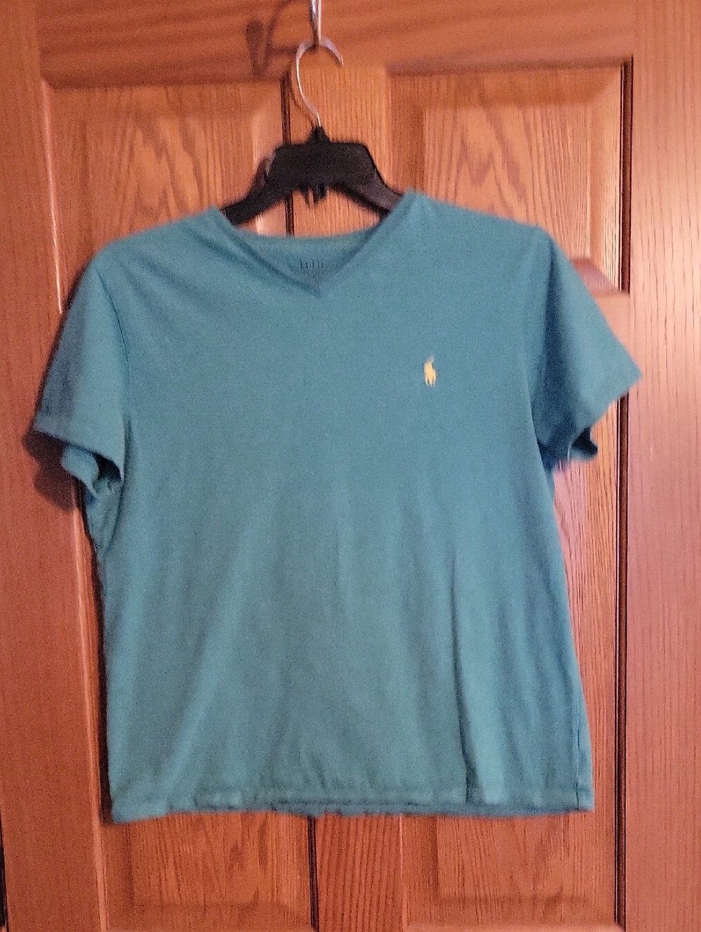 Polo by Ralph Lauren Teal V-Neck Short Sleeve Shirt with Yellow Pony